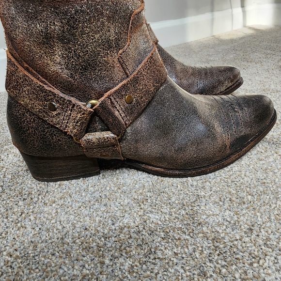 Tall Brown Distressed Leather Harness Cowboy Boot Size 7.5 - Picture 8 of 10
